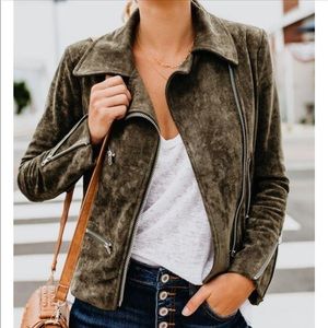 Olive green suede moto jacket! NWT!!